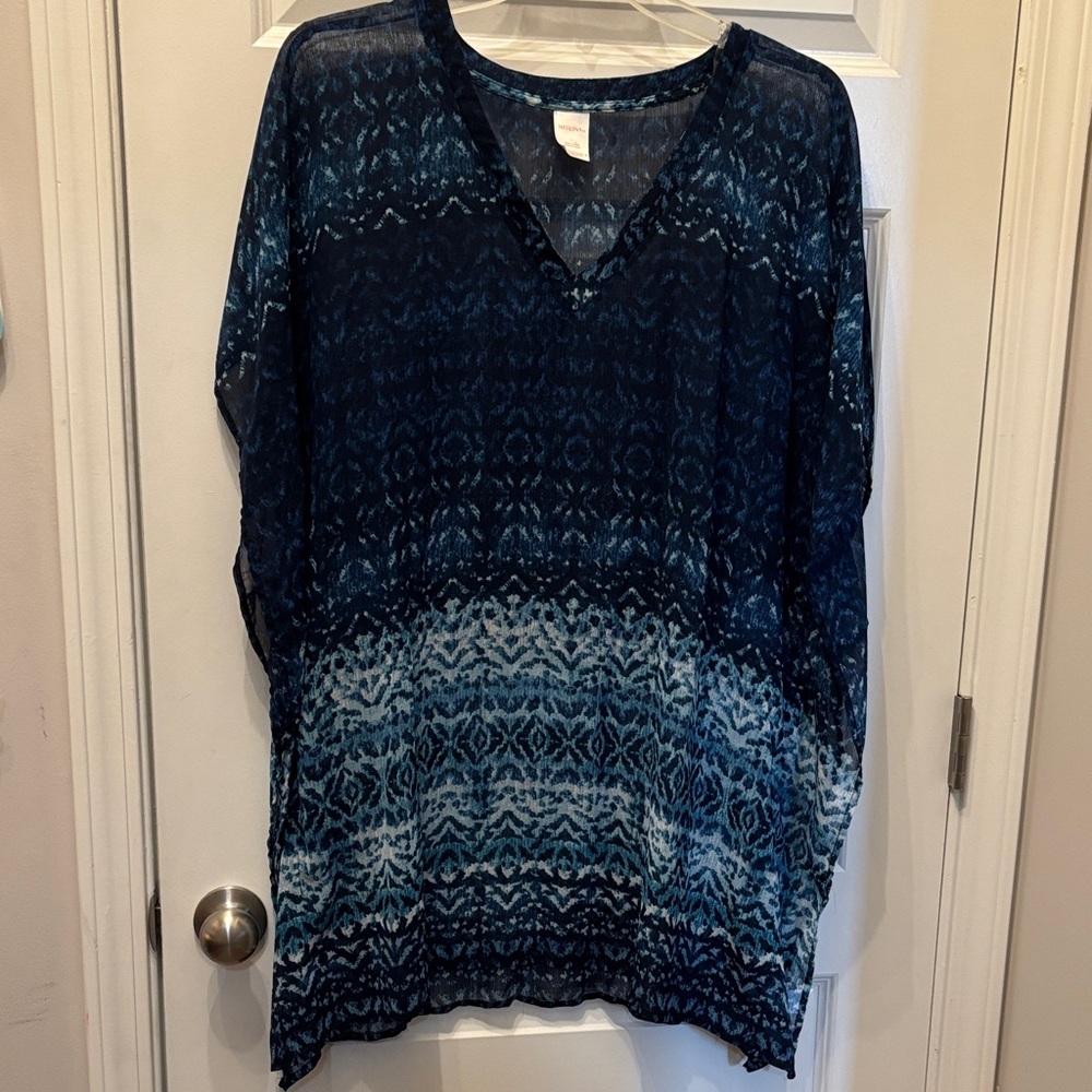 Merona Blue and White Patterned Swimsuit cover up